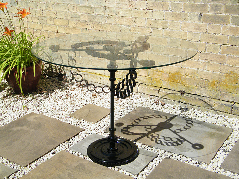 Circadian Glass Table viewed on patio