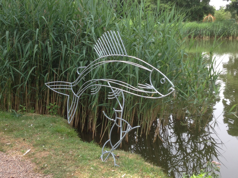 Fish sculpture exhibited at Coughton Garden